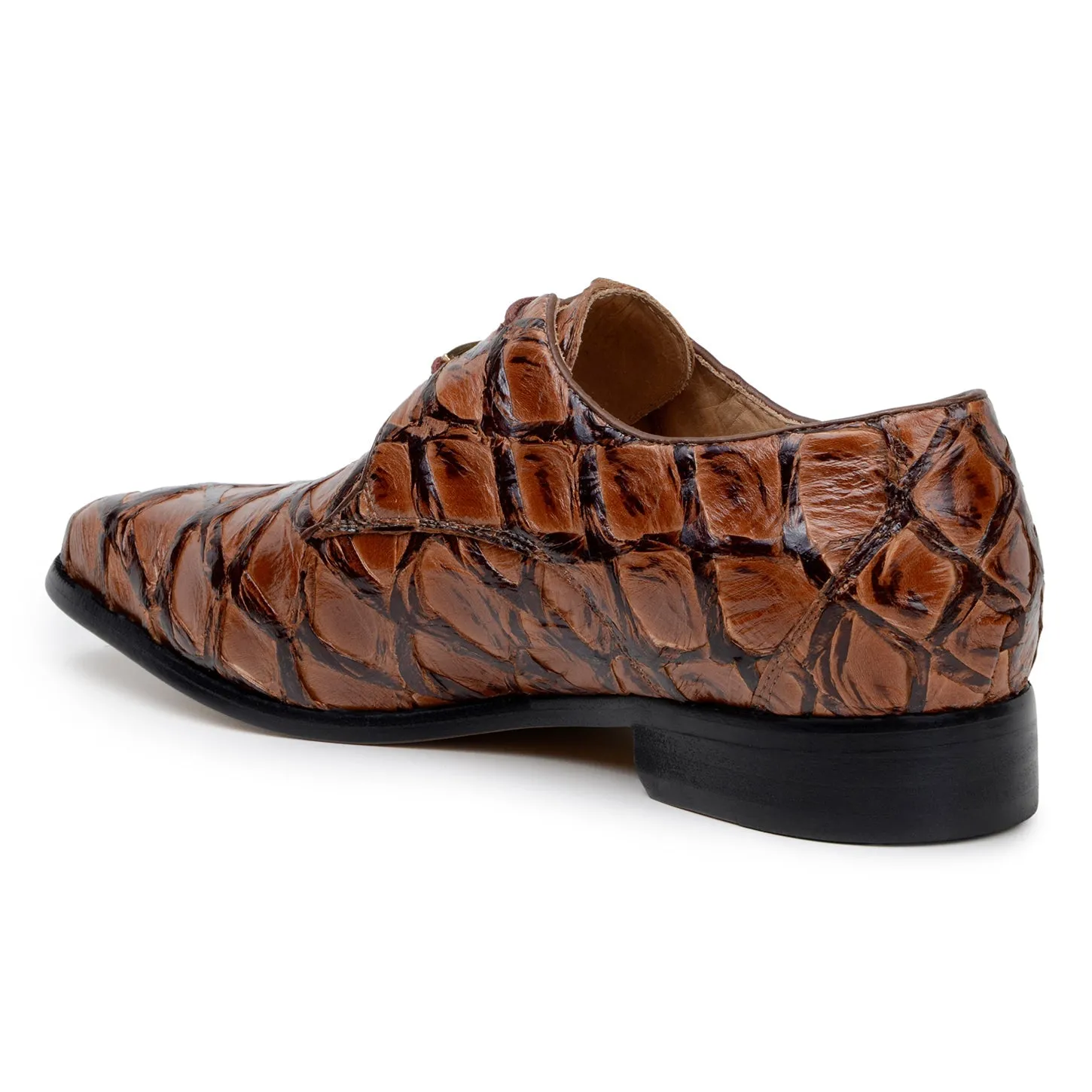 Belvedere Renzo BR01 Men's Shoes Exotic Pirarucu Lace-Up Derby (BV3185)