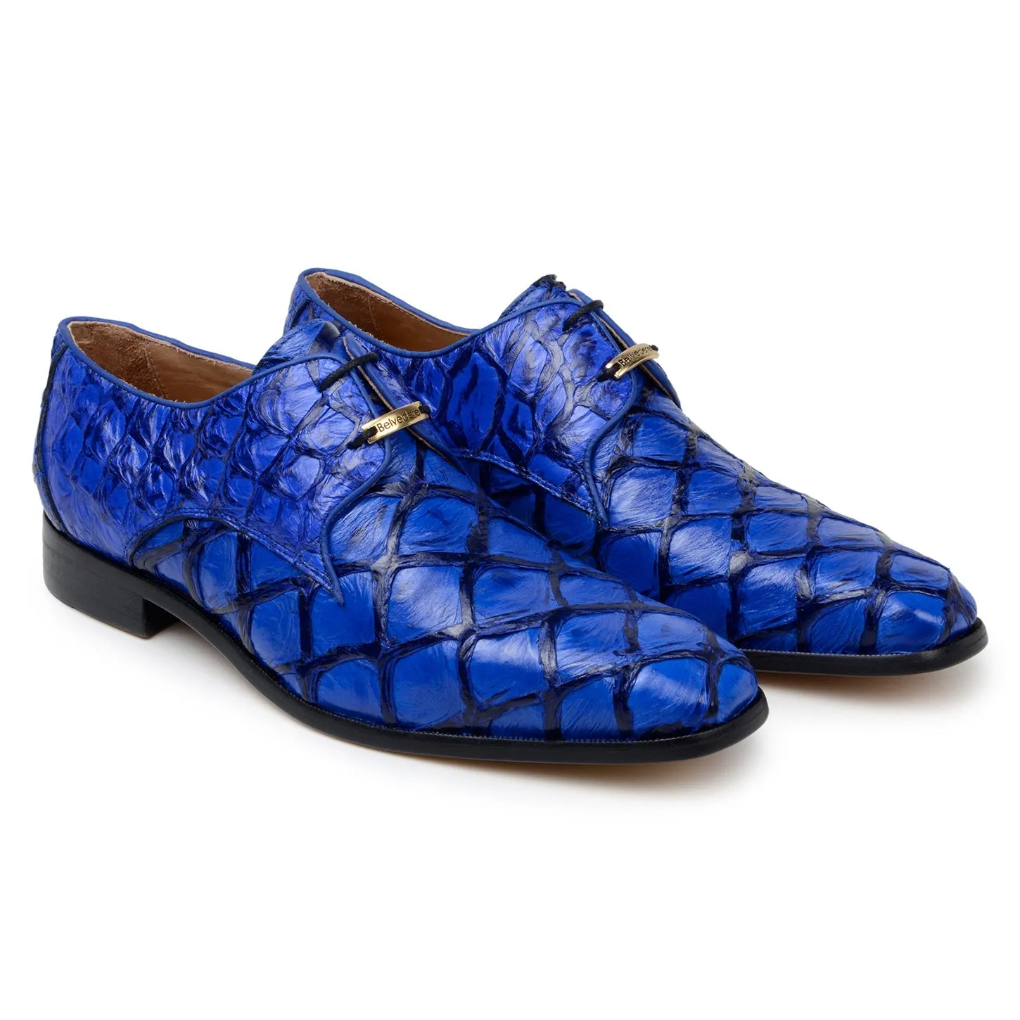 Belvedere Renzo BR01 Men's Shoes Exotic Pirarucu Lace-Up Derby (BV3185)