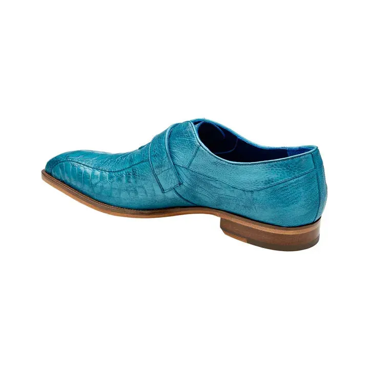 Belvedere Shoes Marte Genuine Ostrich Leg single buckle monk strap Ocean R810