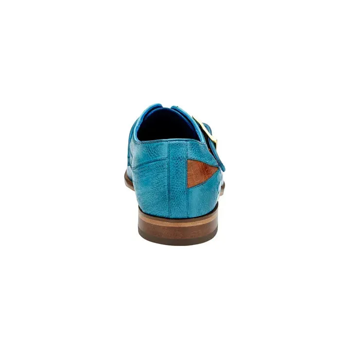 Belvedere Shoes Marte Genuine Ostrich Leg single buckle monk strap Ocean R810