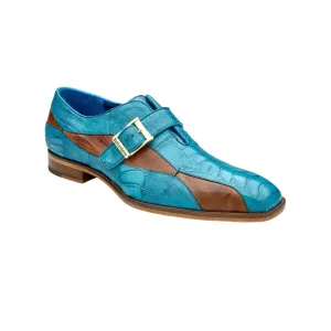 Belvedere Shoes Marte Genuine Ostrich Leg single buckle monk strap Ocean R810