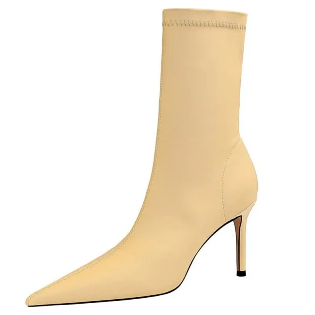 BIGTREE Faux Leather Slip On Booty Shoes