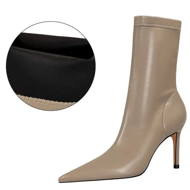 BIGTREE Faux Leather Slip On Booty Shoes