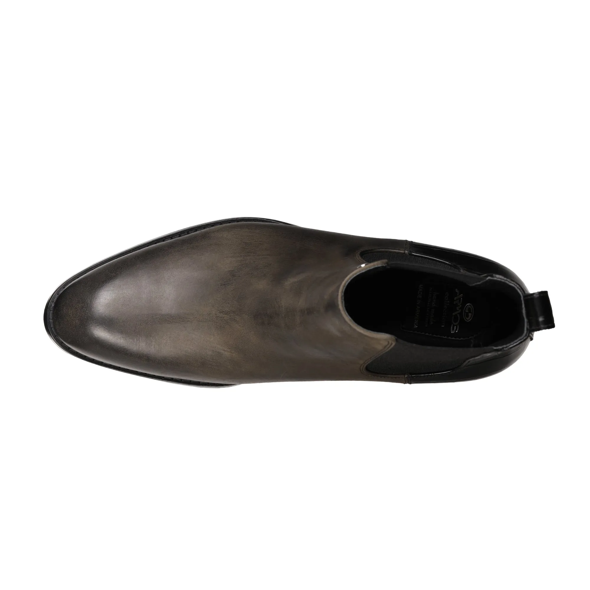 Black and Green Leather Chelsea Boots