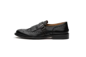 Black Full Grain Leather Kiltie Monkstrap