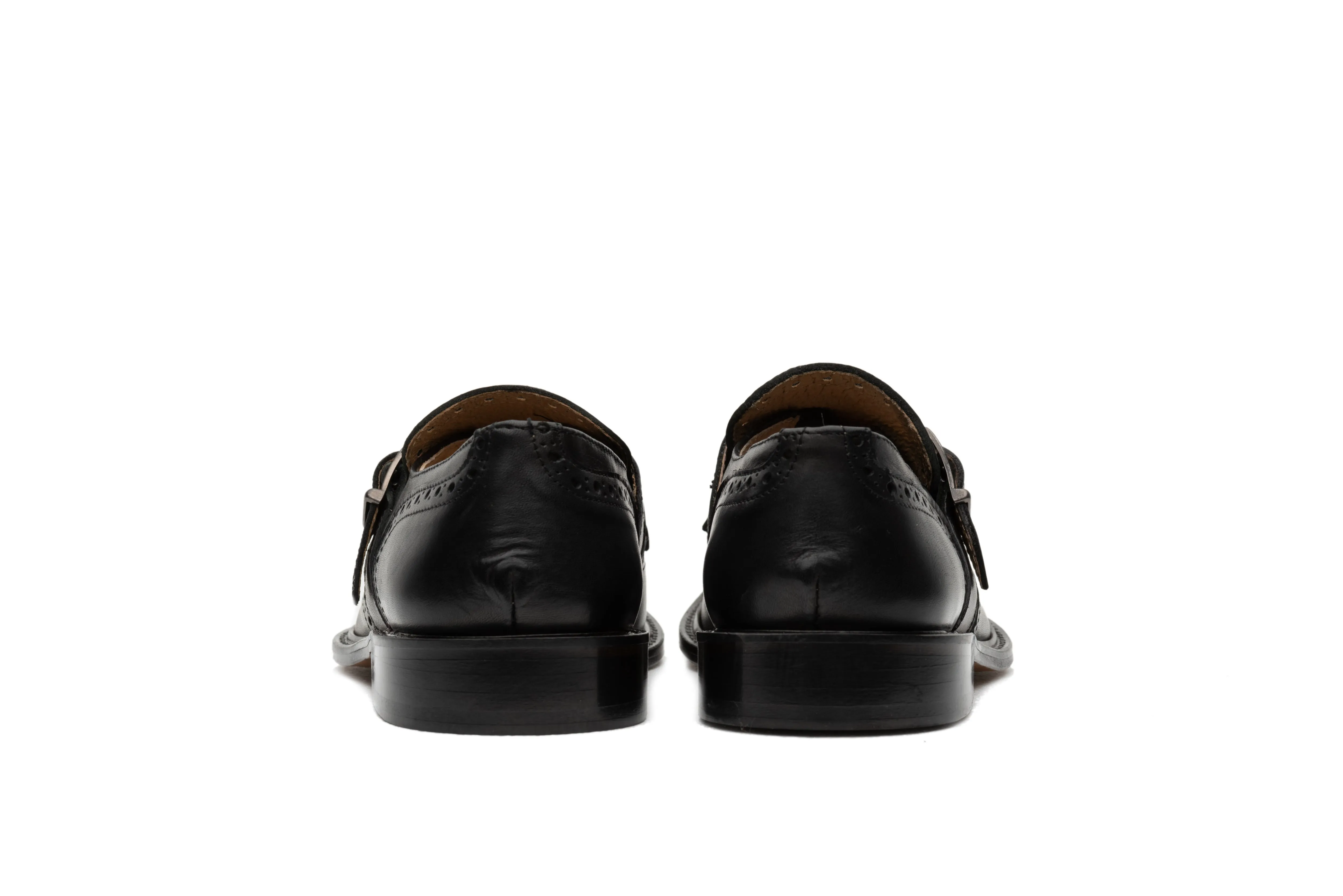 Black Full Grain Leather Kiltie Monkstrap