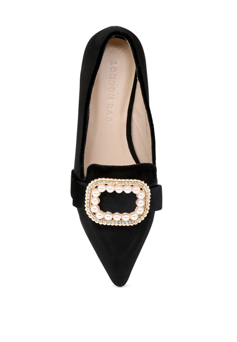 Black Pointed Flat Ballerinas