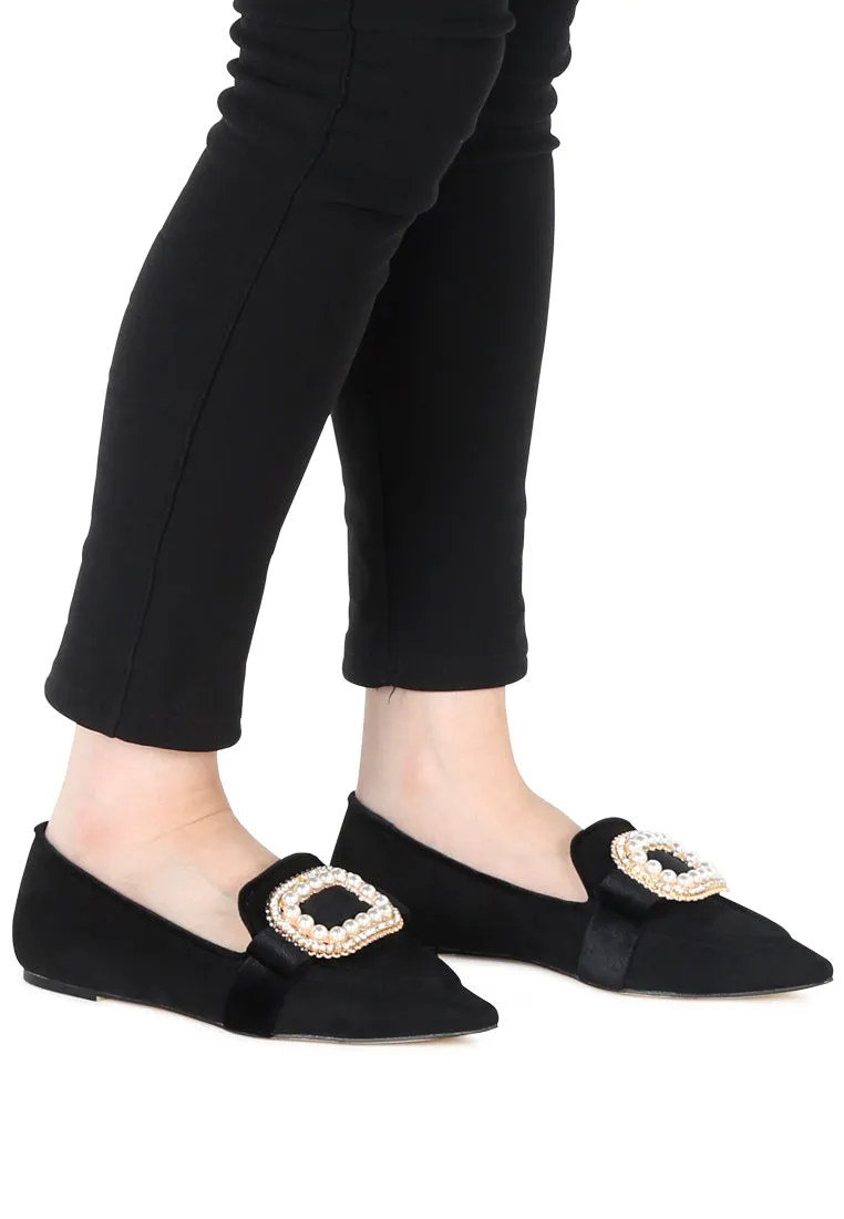 Black Pointed Flat Ballerinas