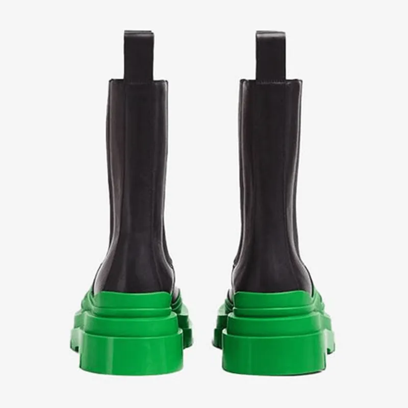 Black/Green Chelsea Boots