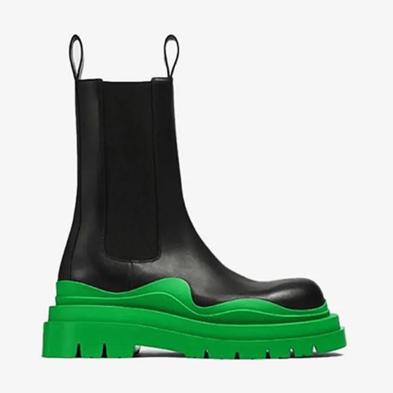 Black/Green Chelsea Boots