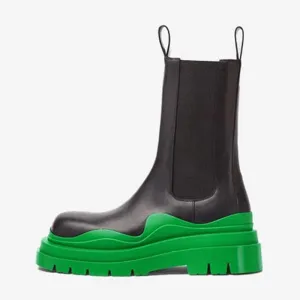 Black/Green Chelsea Boots