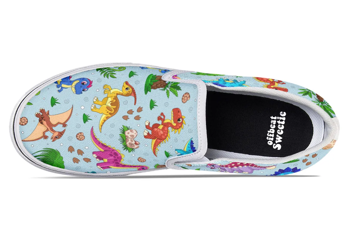 Blue Baby Dinos Slip Ons
