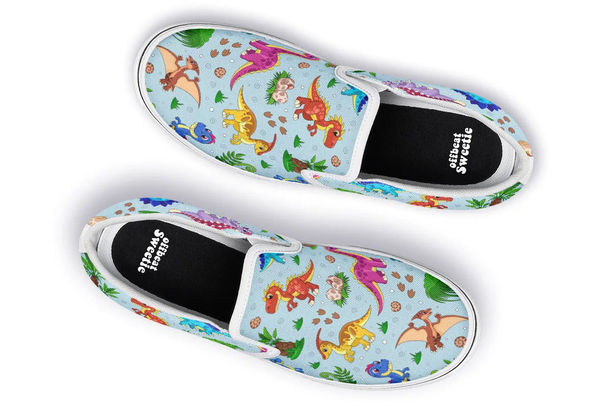 Blue Baby Dinos Slip Ons