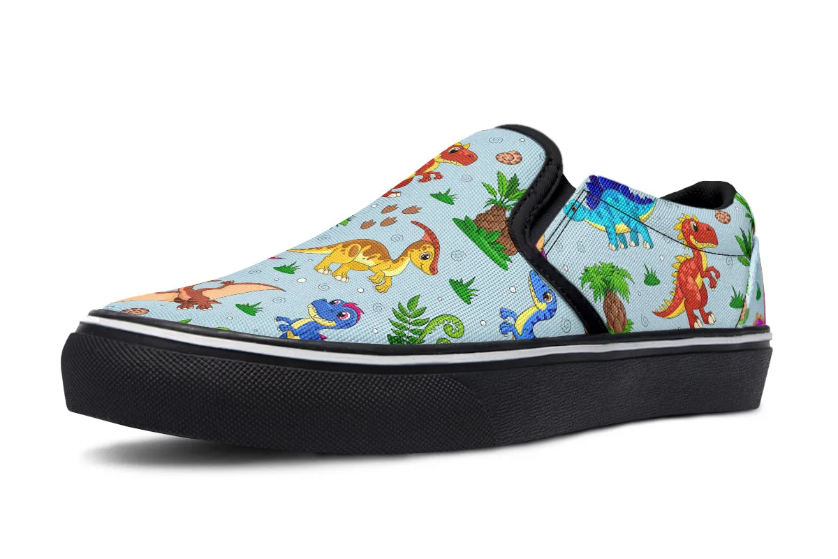 Blue Baby Dinos Slip Ons
