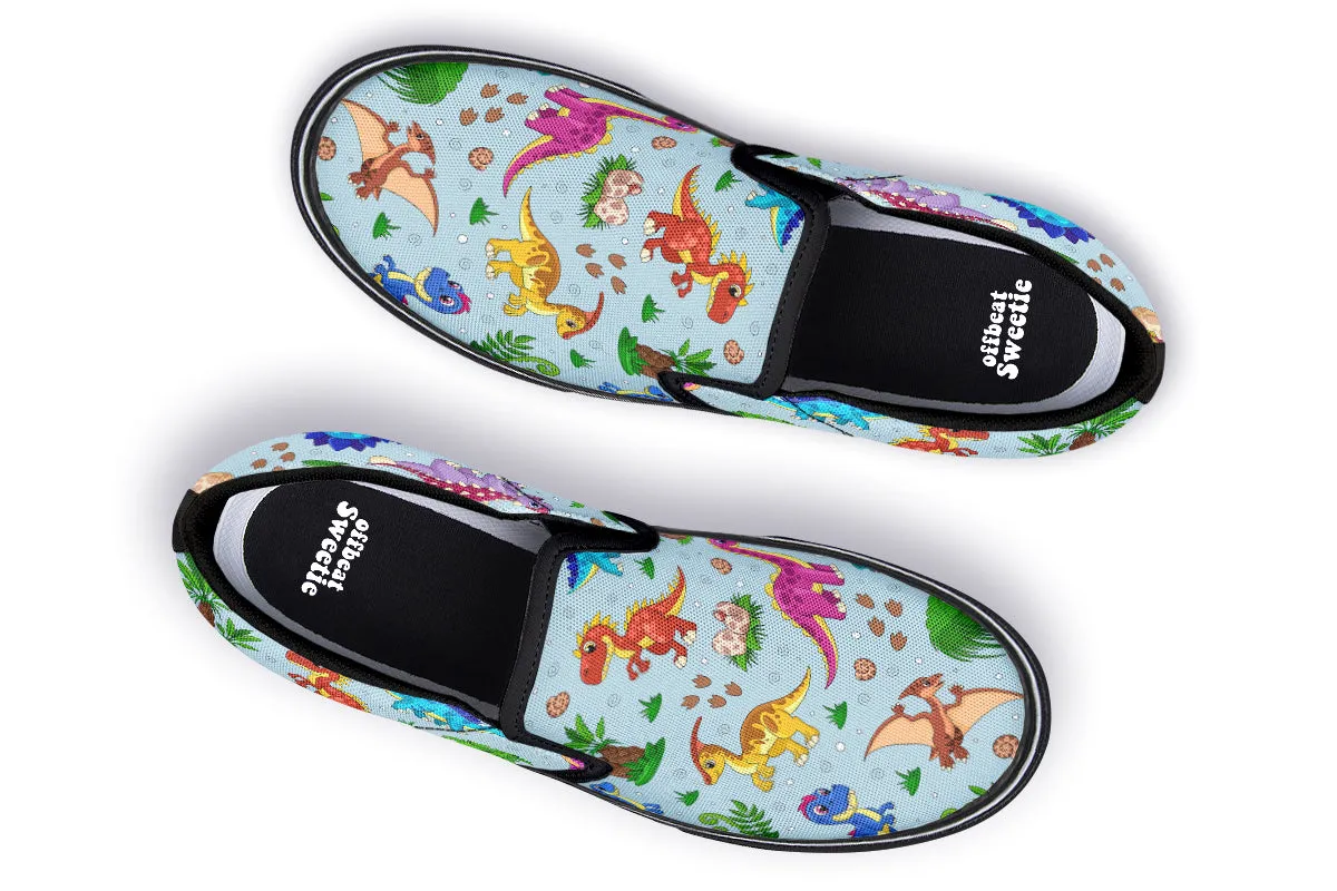 Blue Baby Dinos Slip Ons