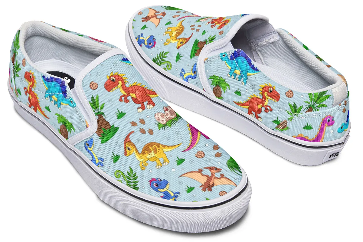 Blue Baby Dinos Slip Ons
