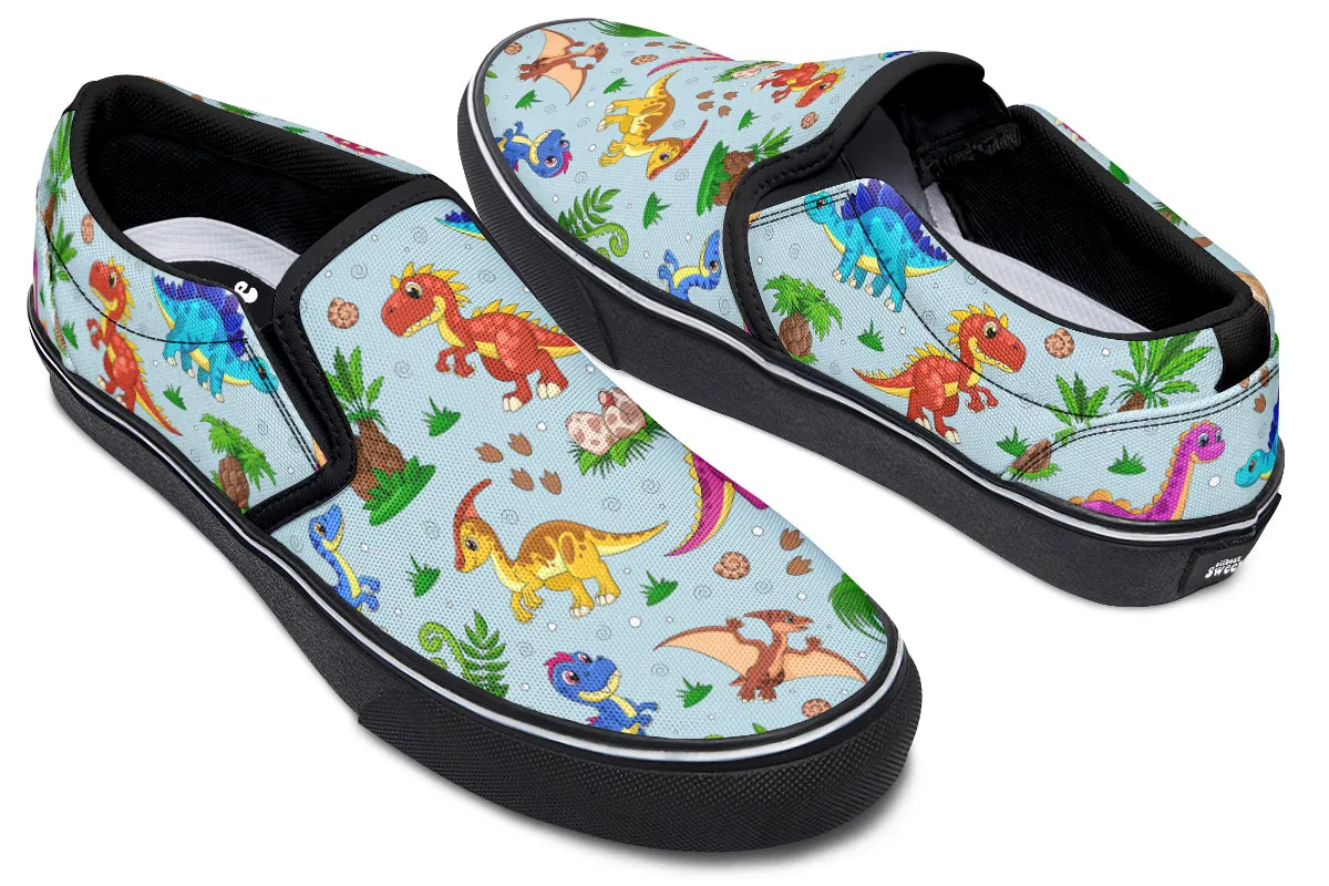 Blue Baby Dinos Slip Ons