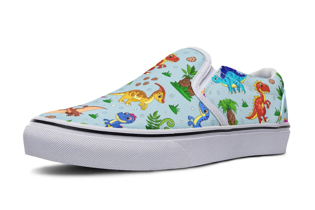 Blue Baby Dinos Slip Ons