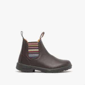 Blundstone 1413 Kids Leather Chelsea Boots Brown Stripes