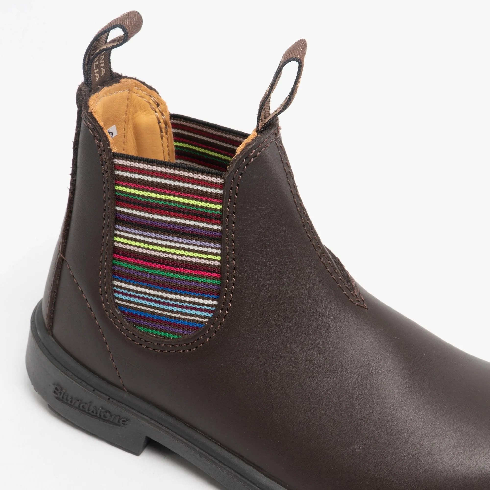Blundstone 1413 Kids Leather Chelsea Boots Brown Stripes