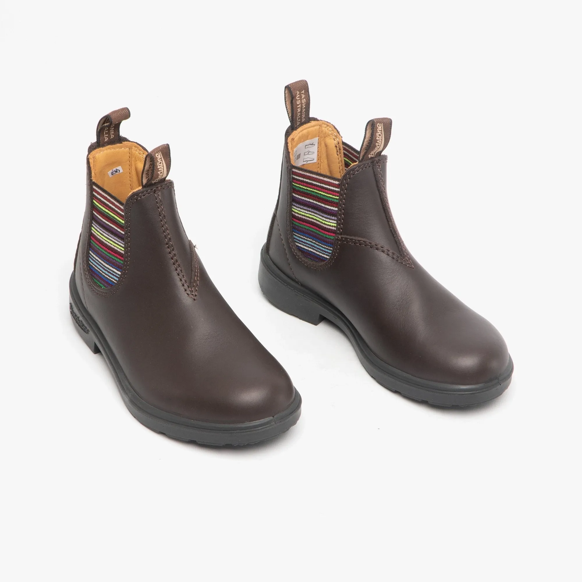 Blundstone 1413 Kids Leather Chelsea Boots Brown Stripes