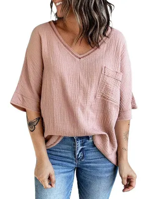 Bohemian Style Cotton V-Neck Top