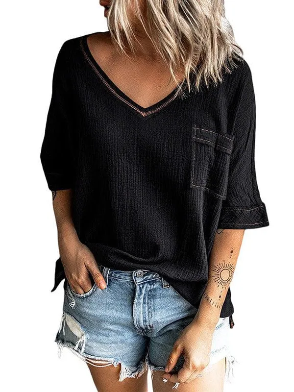 Bohemian Style Cotton V-Neck Top