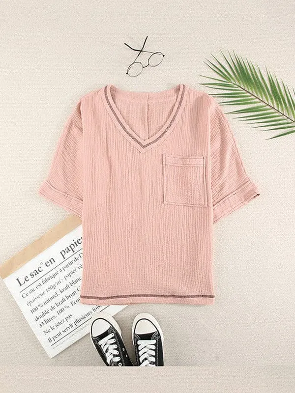 Bohemian Style Cotton V-Neck Top