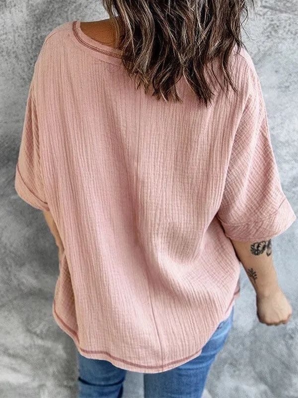 Bohemian Style Cotton V-Neck Top