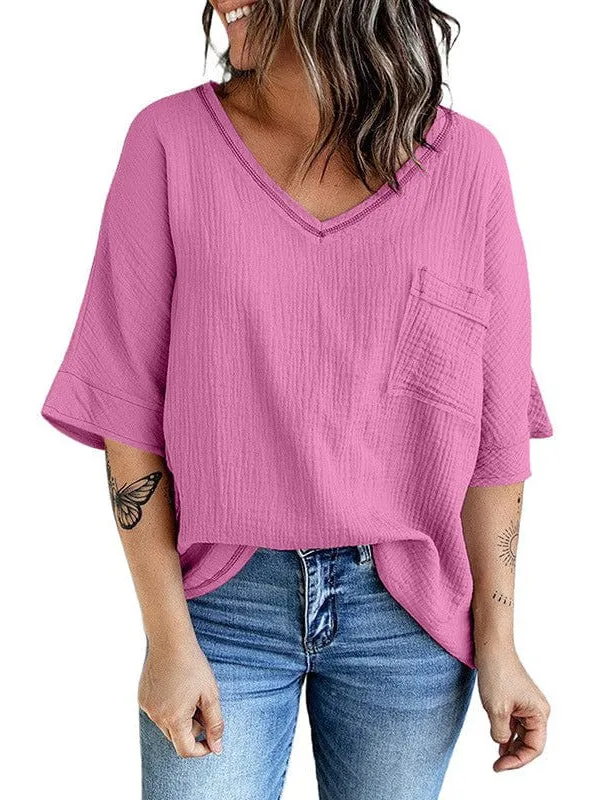 Bohemian Style Cotton V-Neck Top