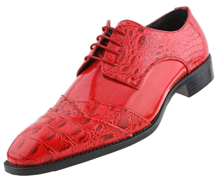 Bolano Bandit Red Men's Oxford Dress Shoes Croco