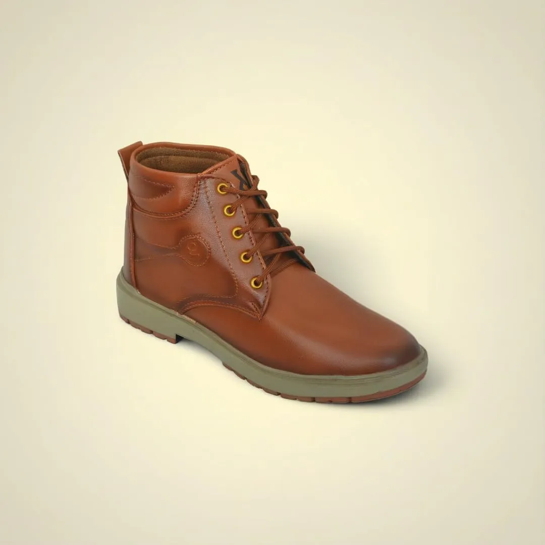 Boots for Men | High Ankle Italian Leather Boots | Handcrafted | Hiking and Biking Shoes | Brogue Style Lace-up Boots | Mens Formal