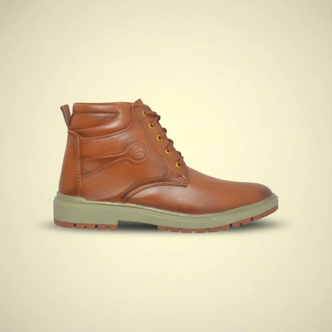 Boots for Men | High Ankle Italian Leather Boots | Handcrafted | Hiking and Biking Shoes | Brogue Style Lace-up Boots | Mens Formal