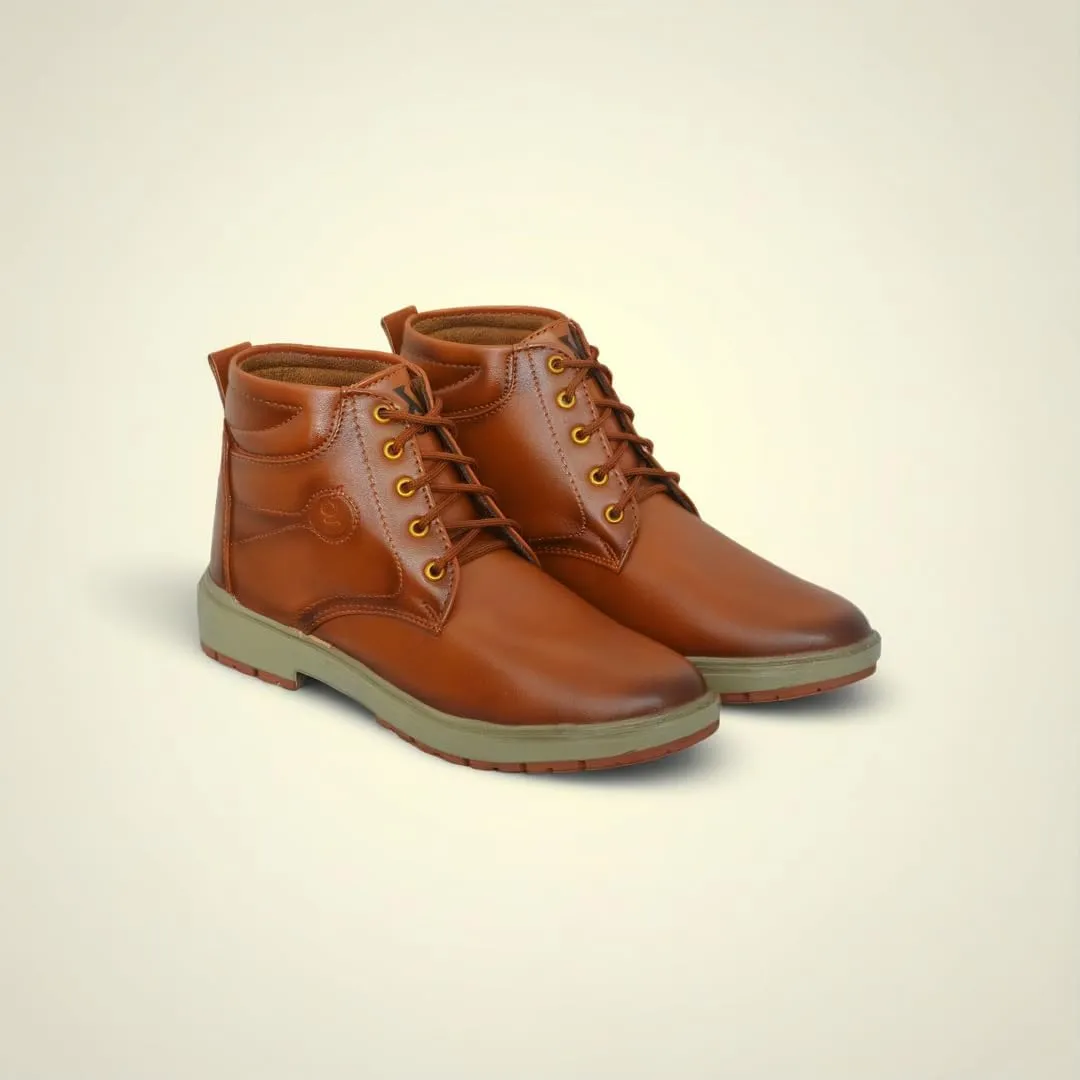 Boots for Men | High Ankle Italian Leather Boots | Handcrafted | Hiking and Biking Shoes | Brogue Style Lace-up Boots | Mens Formal