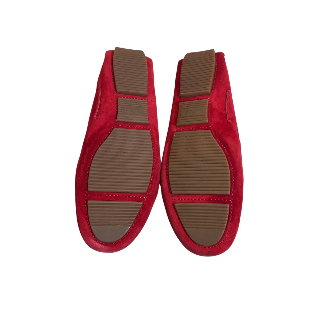 Bottega Veneta Red Intrecciato Suede Bow Slip On Loafers | Pre Loved |