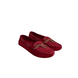 Bottega Veneta Red Intrecciato Suede Bow Slip On Loafers | Pre Loved |