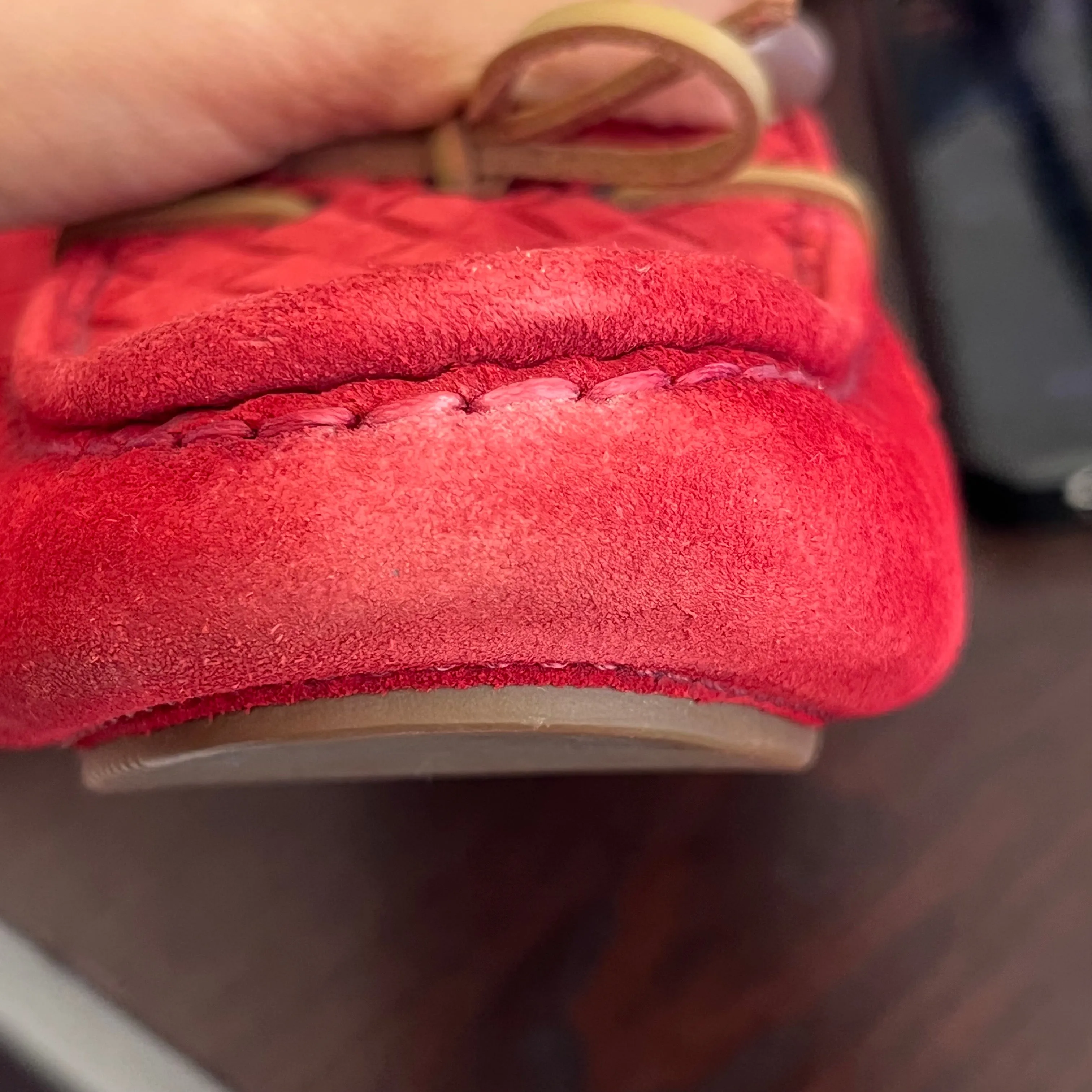 Bottega Veneta Red Intrecciato Suede Bow Slip On Loafers | Pre Loved |