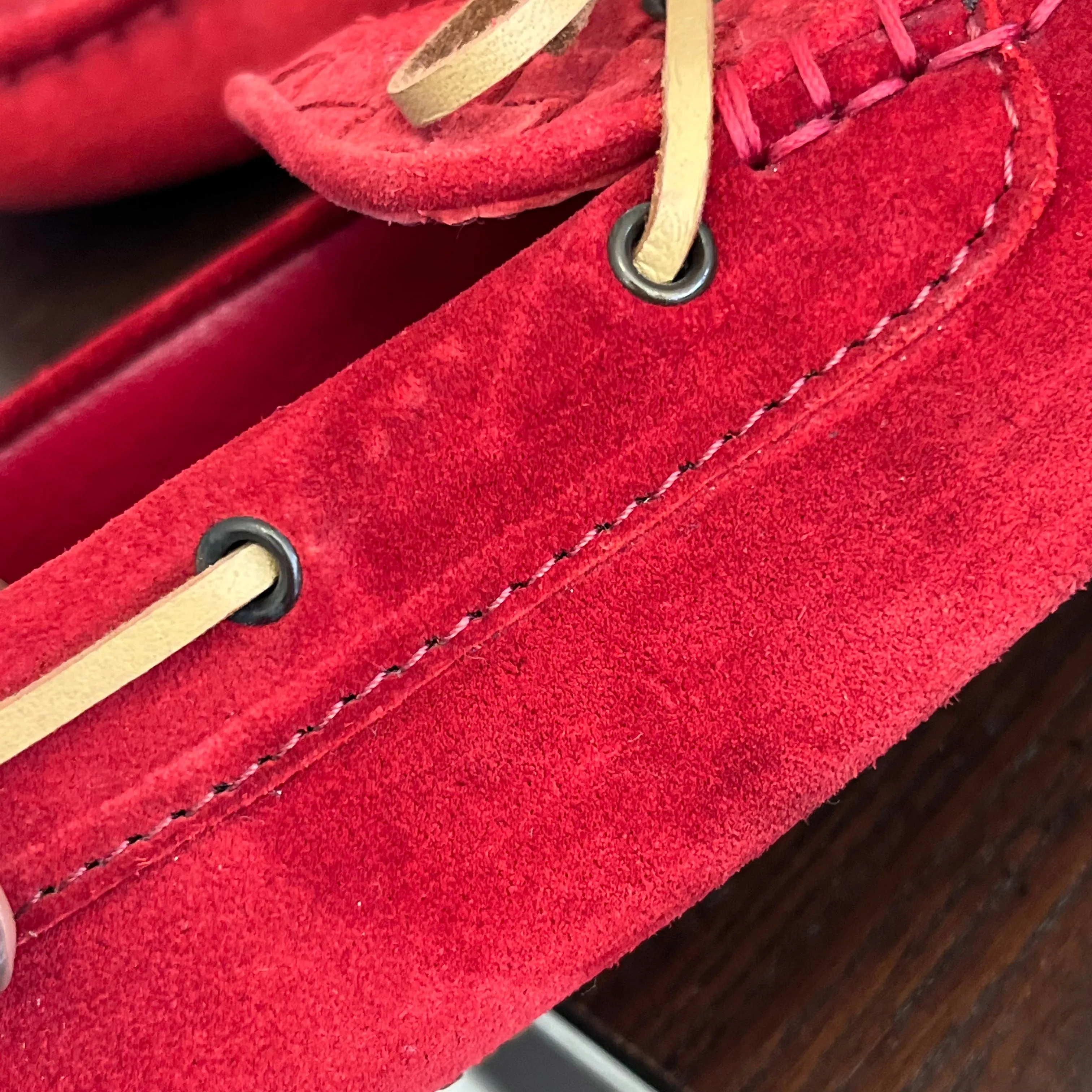 Bottega Veneta Red Intrecciato Suede Bow Slip On Loafers | Pre Loved |