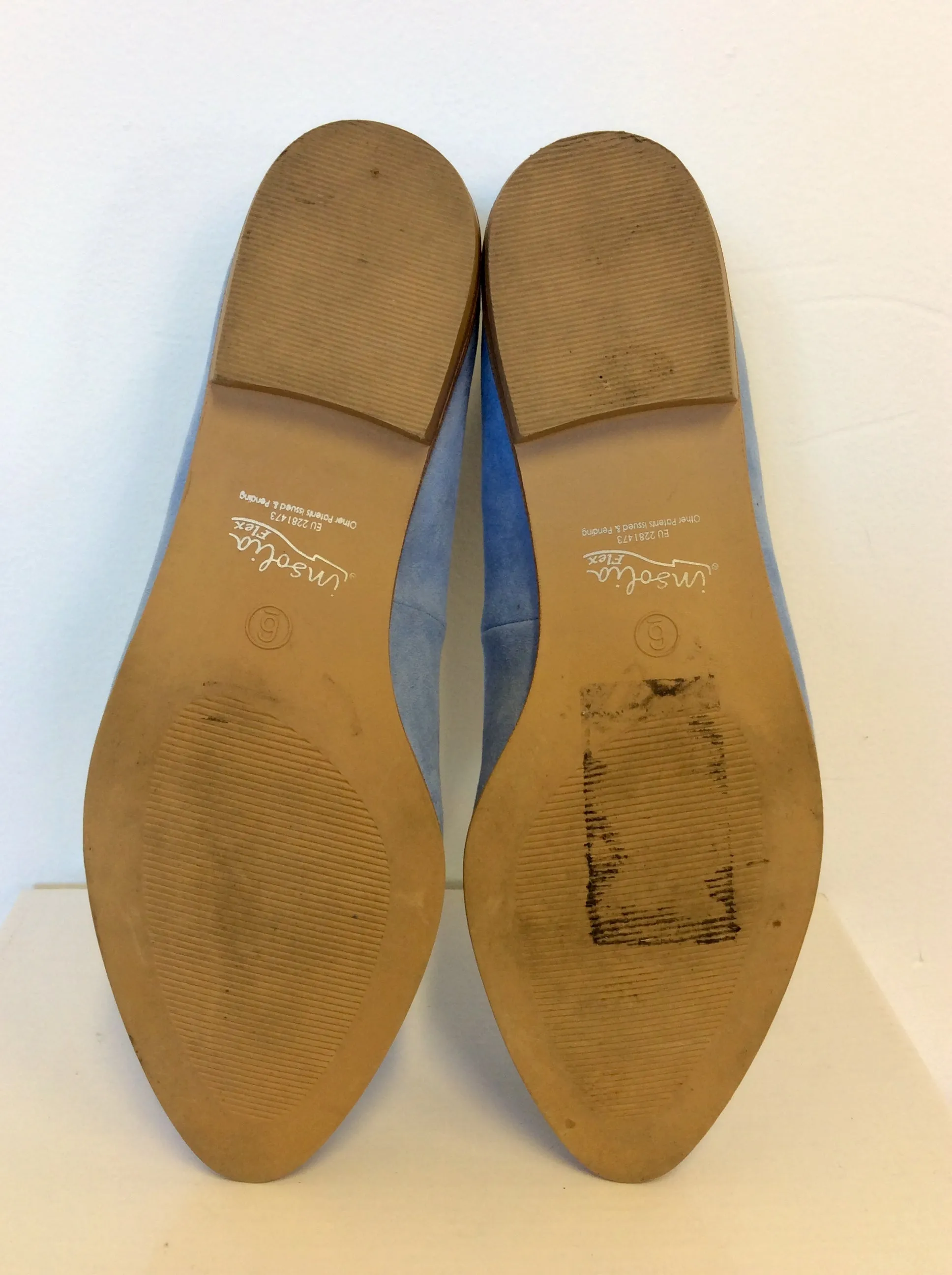 BRAND NEW MARKS & SPENCER CORNFLOWER SUEDE LOAFERS SIZE 6/39
