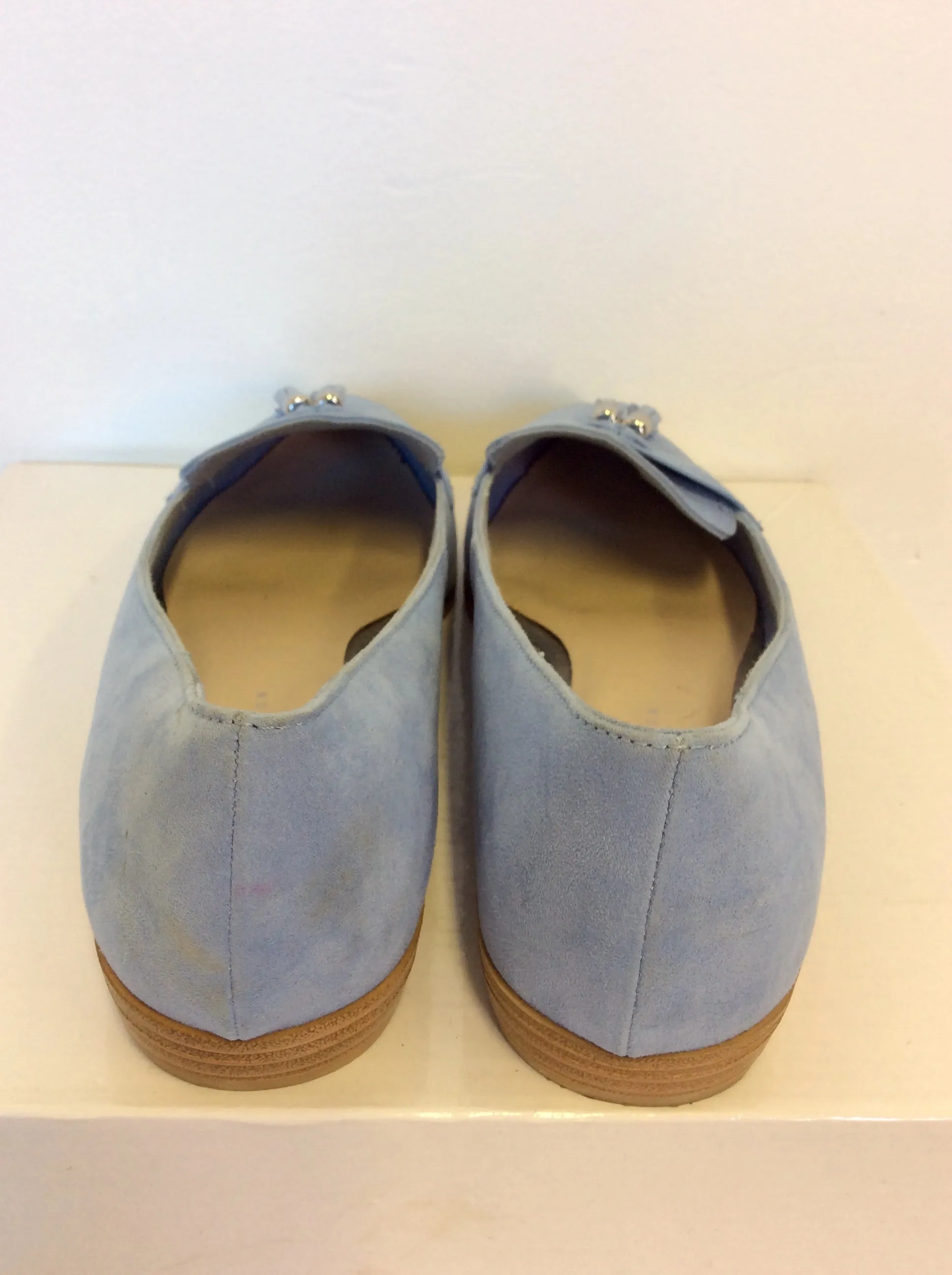 BRAND NEW MARKS & SPENCER CORNFLOWER SUEDE LOAFERS SIZE 6/39