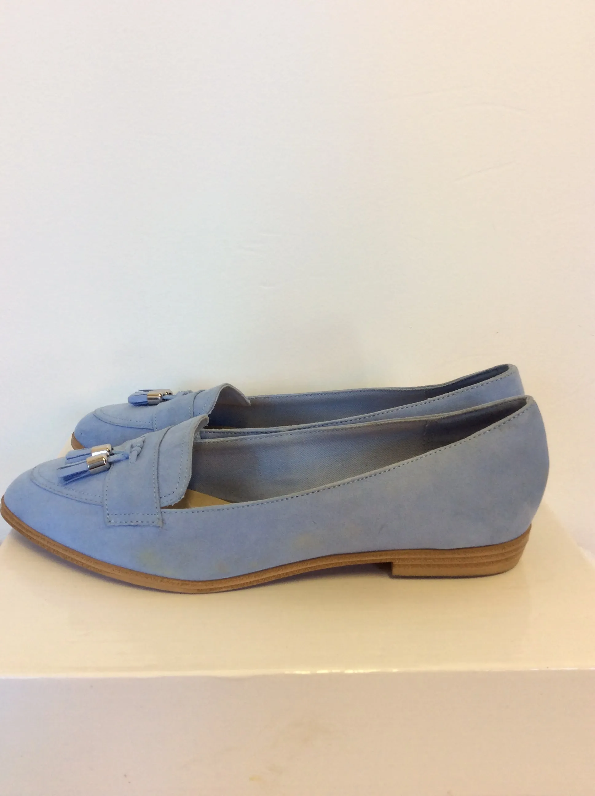 BRAND NEW MARKS & SPENCER CORNFLOWER SUEDE LOAFERS SIZE 6/39