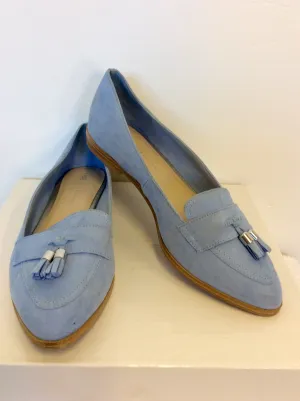 BRAND NEW MARKS & SPENCER CORNFLOWER SUEDE LOAFERS SIZE 6/39