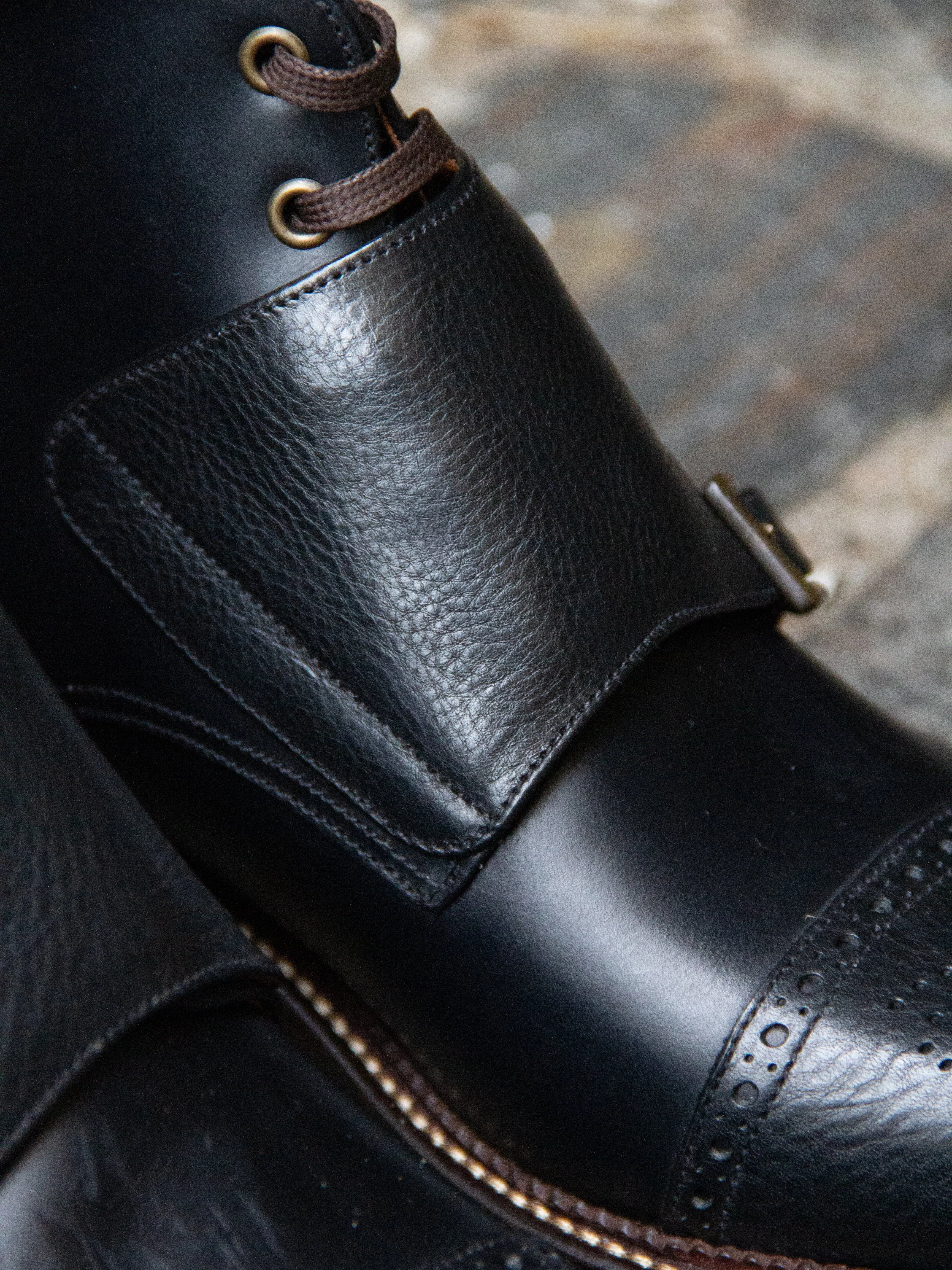 Bright Shoemakers, Western Monk Boot, Black Ox/ Black Pull-up