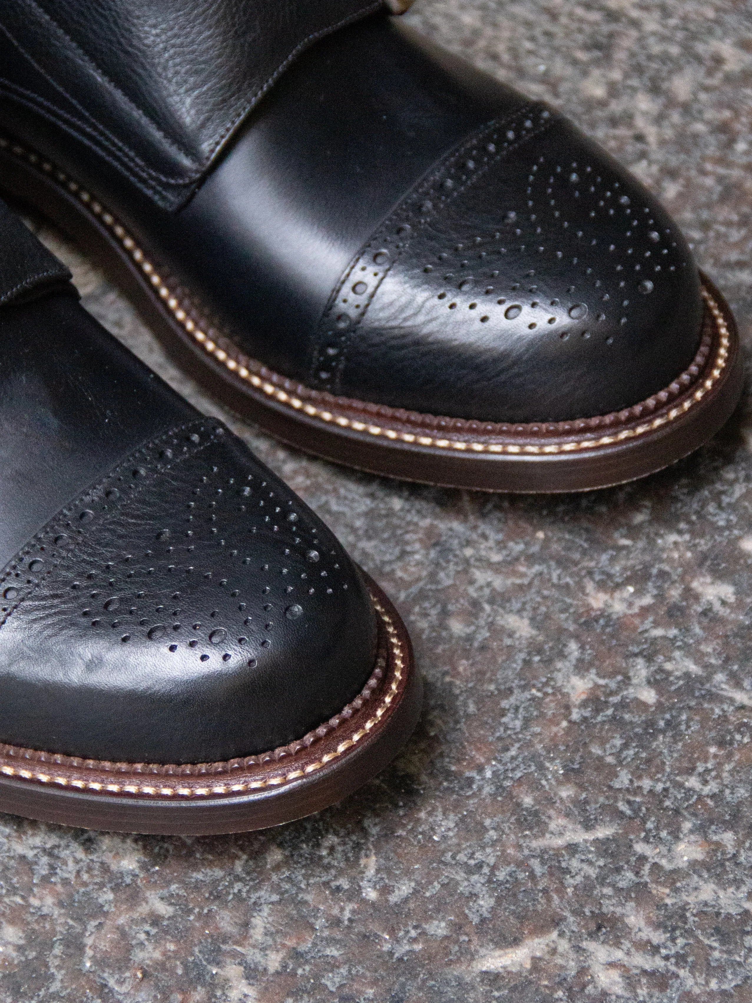 Bright Shoemakers, Western Monk Boot, Black Ox/ Black Pull-up