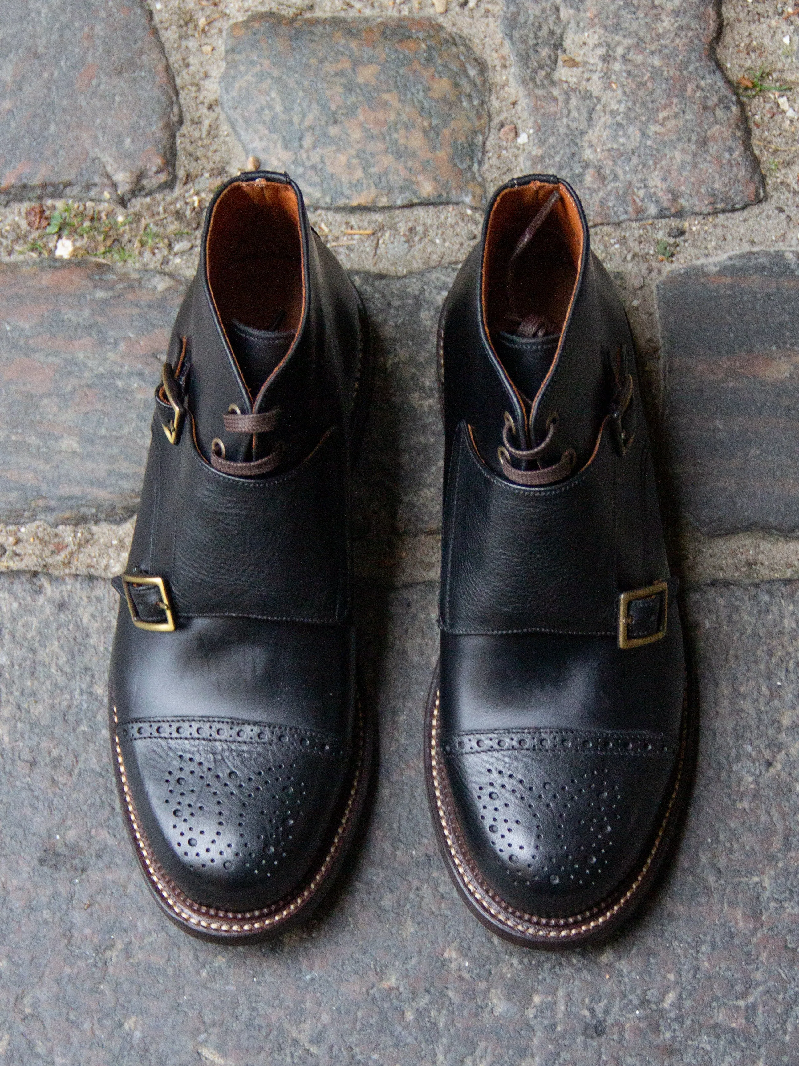 Bright Shoemakers, Western Monk Boot, Black Ox/ Black Pull-up