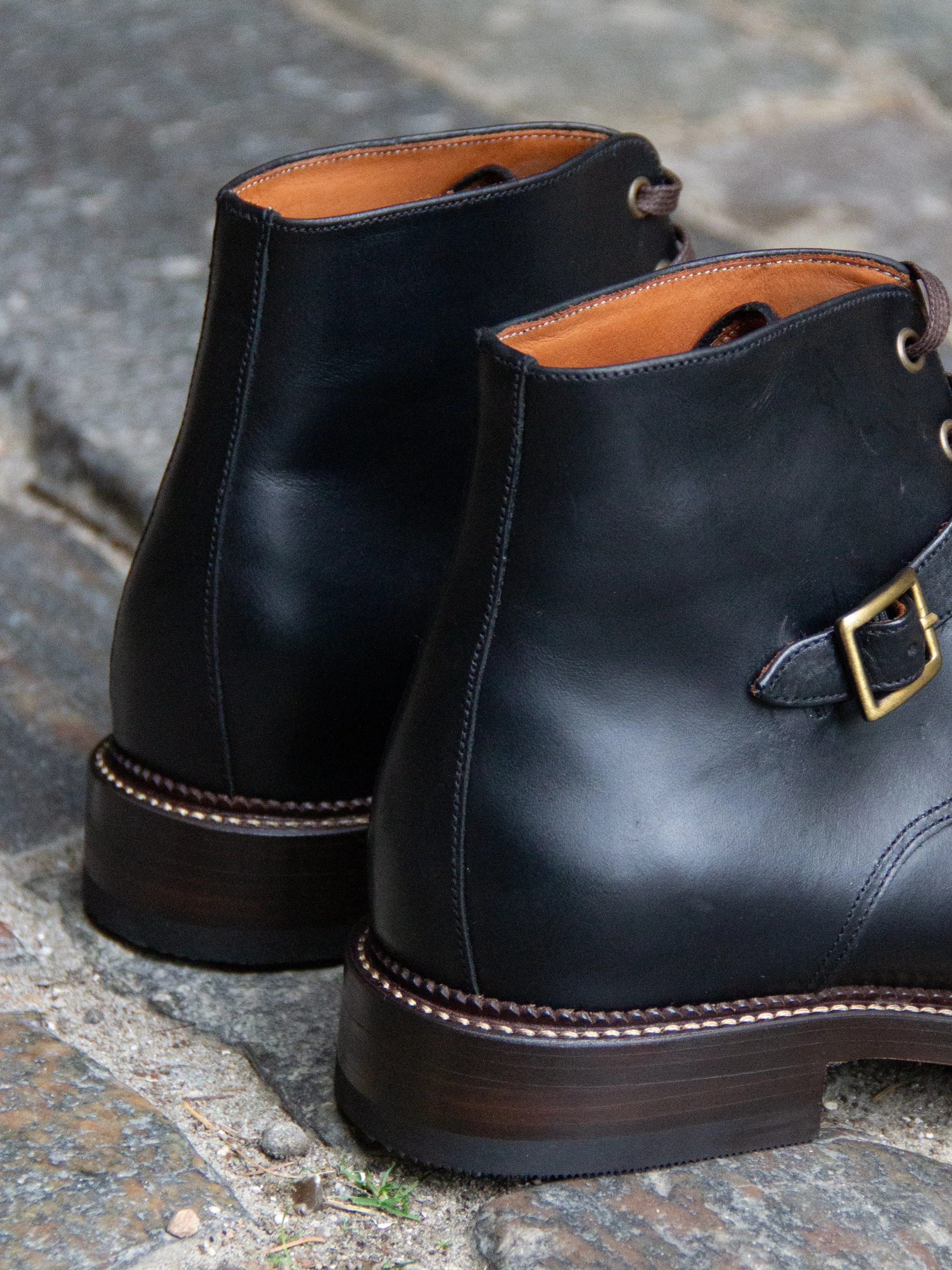 Bright Shoemakers, Western Monk Boot, Black Ox/ Black Pull-up