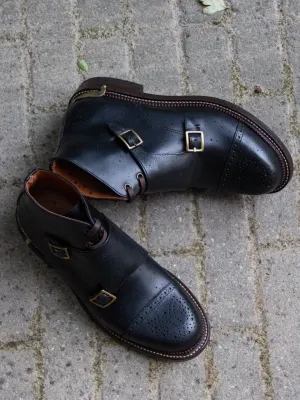 Bright Shoemakers, Western Monk Boot, Black Ox/ Black Pull-up