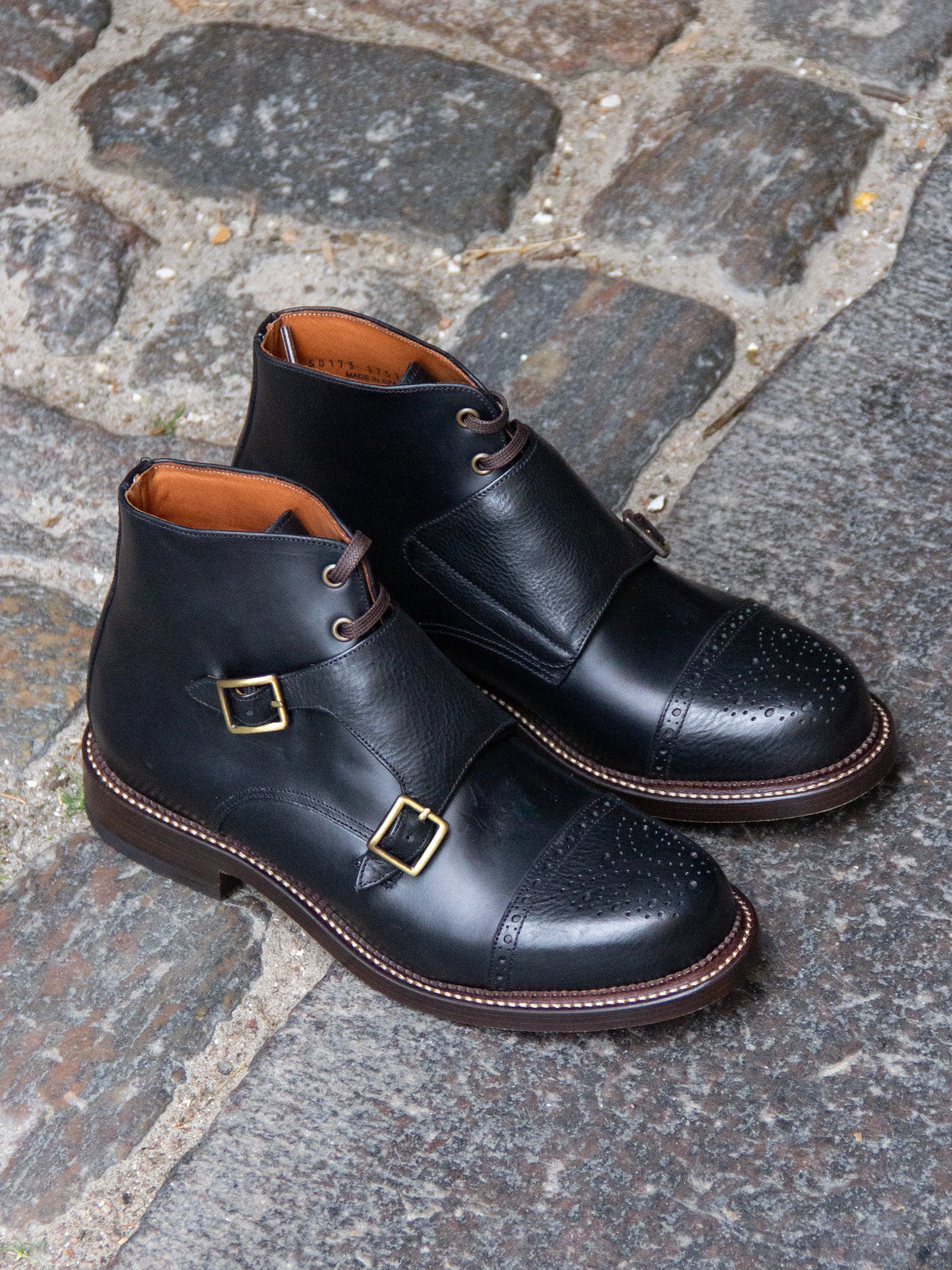 Bright Shoemakers, Western Monk Boot, Black Ox/ Black Pull-up