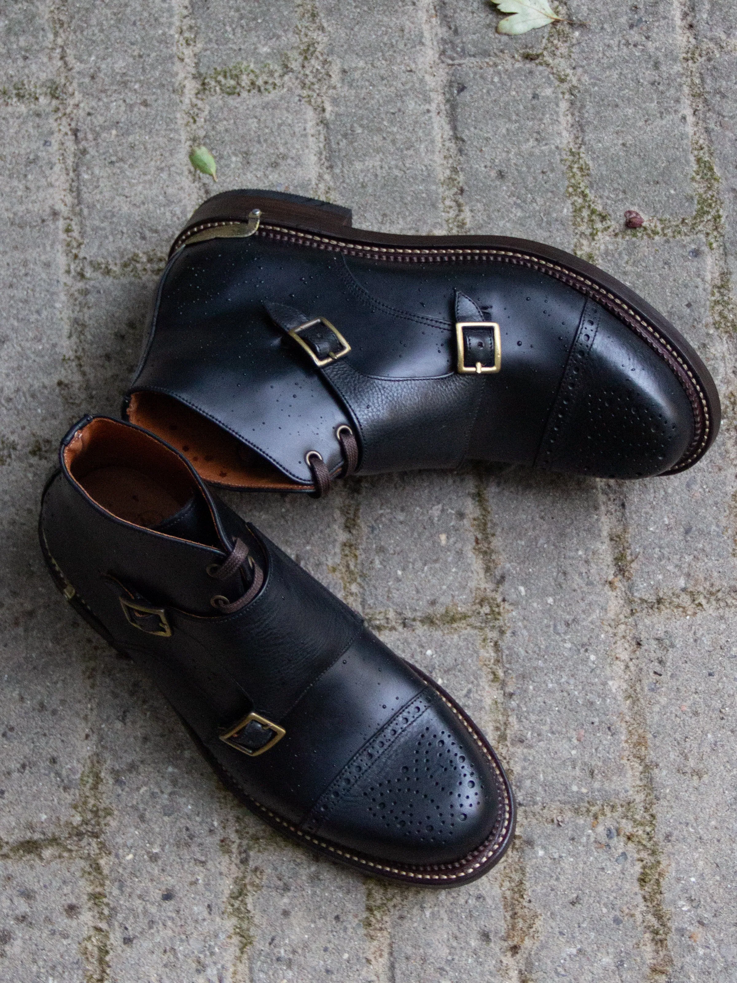 Bright Shoemakers, Western Monk Boot, Black Ox/ Black Pull-up