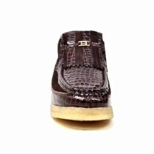 British Walkers Apollo Crocs Men's Brown Crocodile Leather and Suede Limited Edition Style Ankle Boots